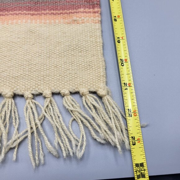 Vtg Hand Woven Southwestern Style Doll House Small Rug Fringe Accents 23" x 9" - Picture 5 of 6